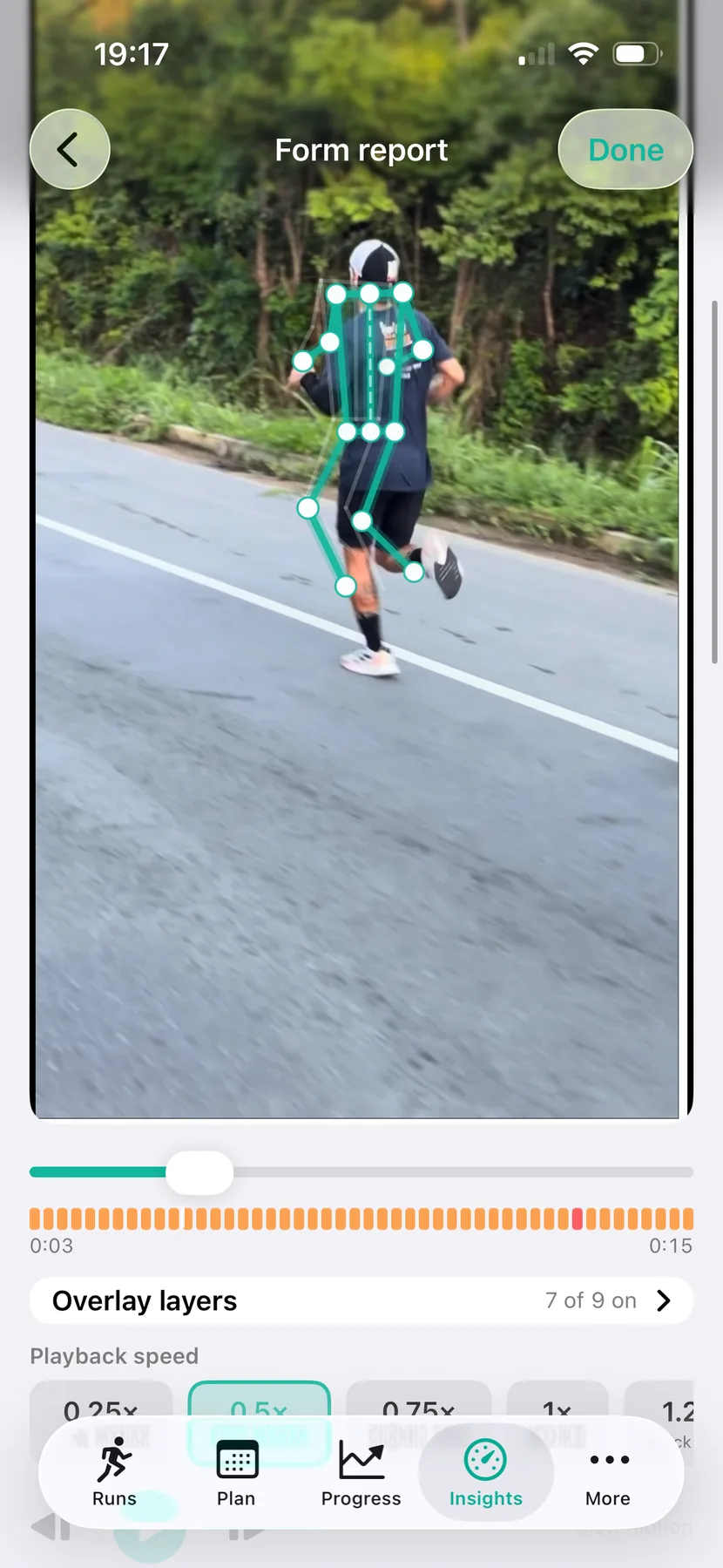 Running app form analysis on a runner
